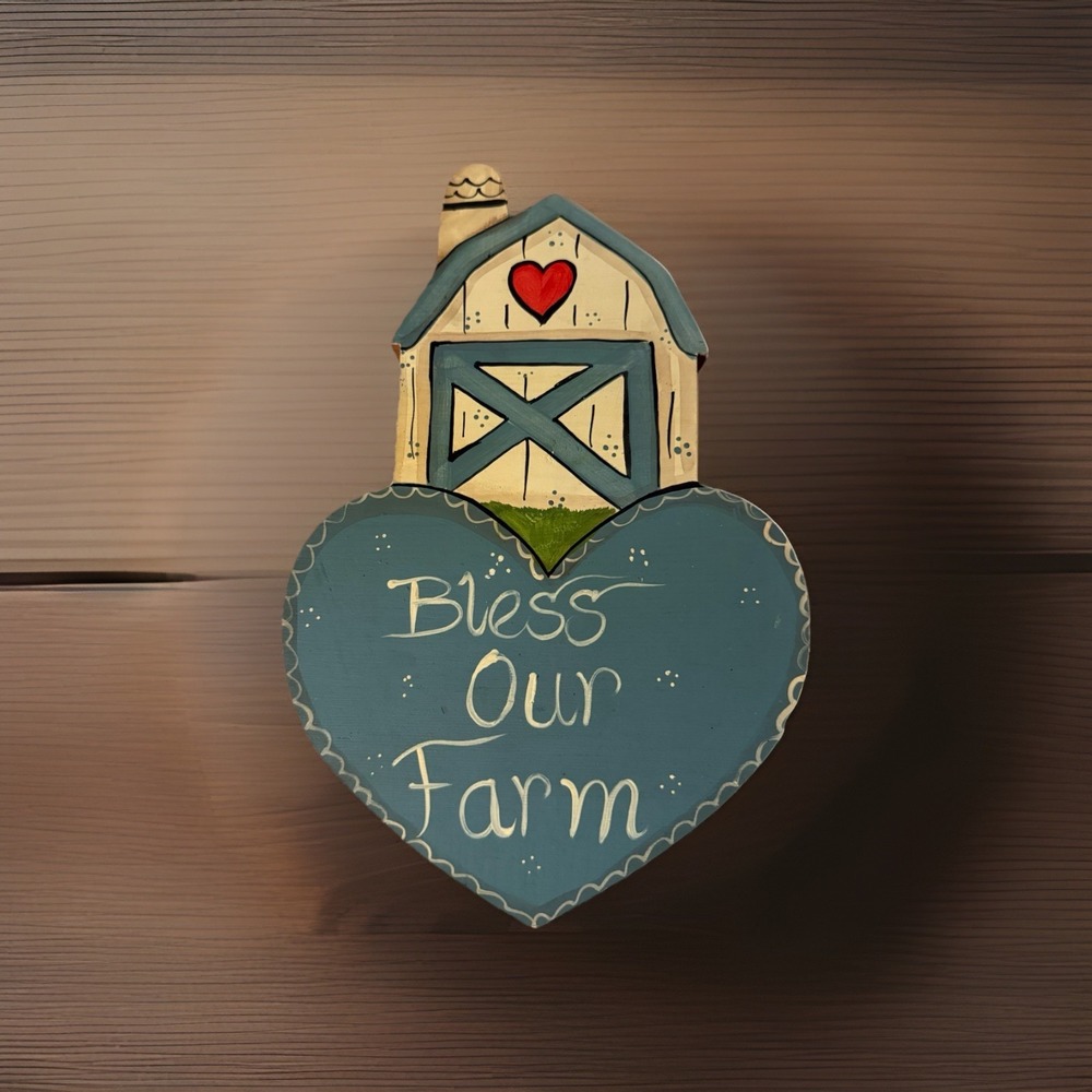 Bless Our Farm Country Decoration Barn Grannycore Vintage Wall Hanging Wooden